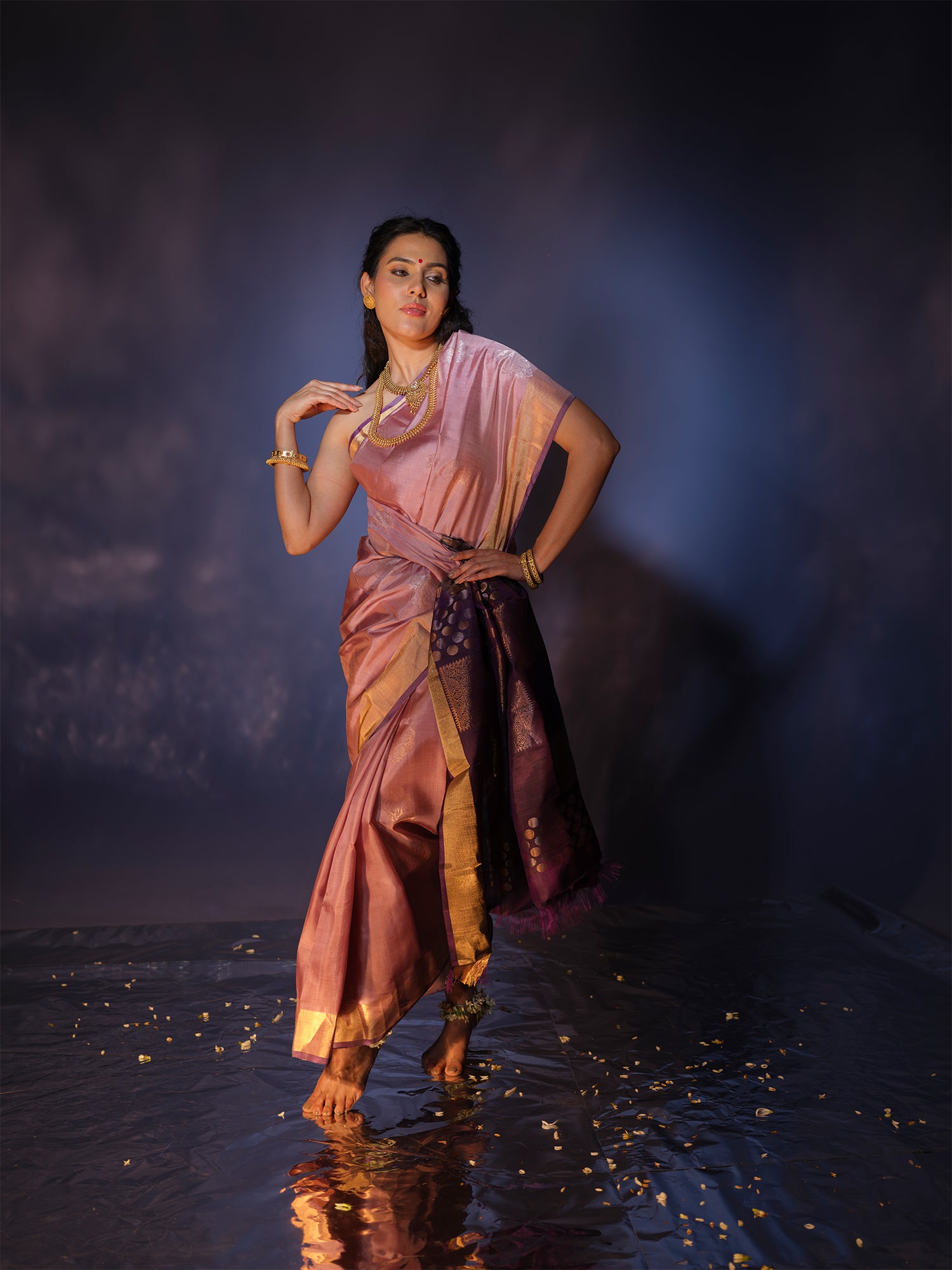 Vamika - Lavender Pattu Silk Saree with Deep Purple Pallu