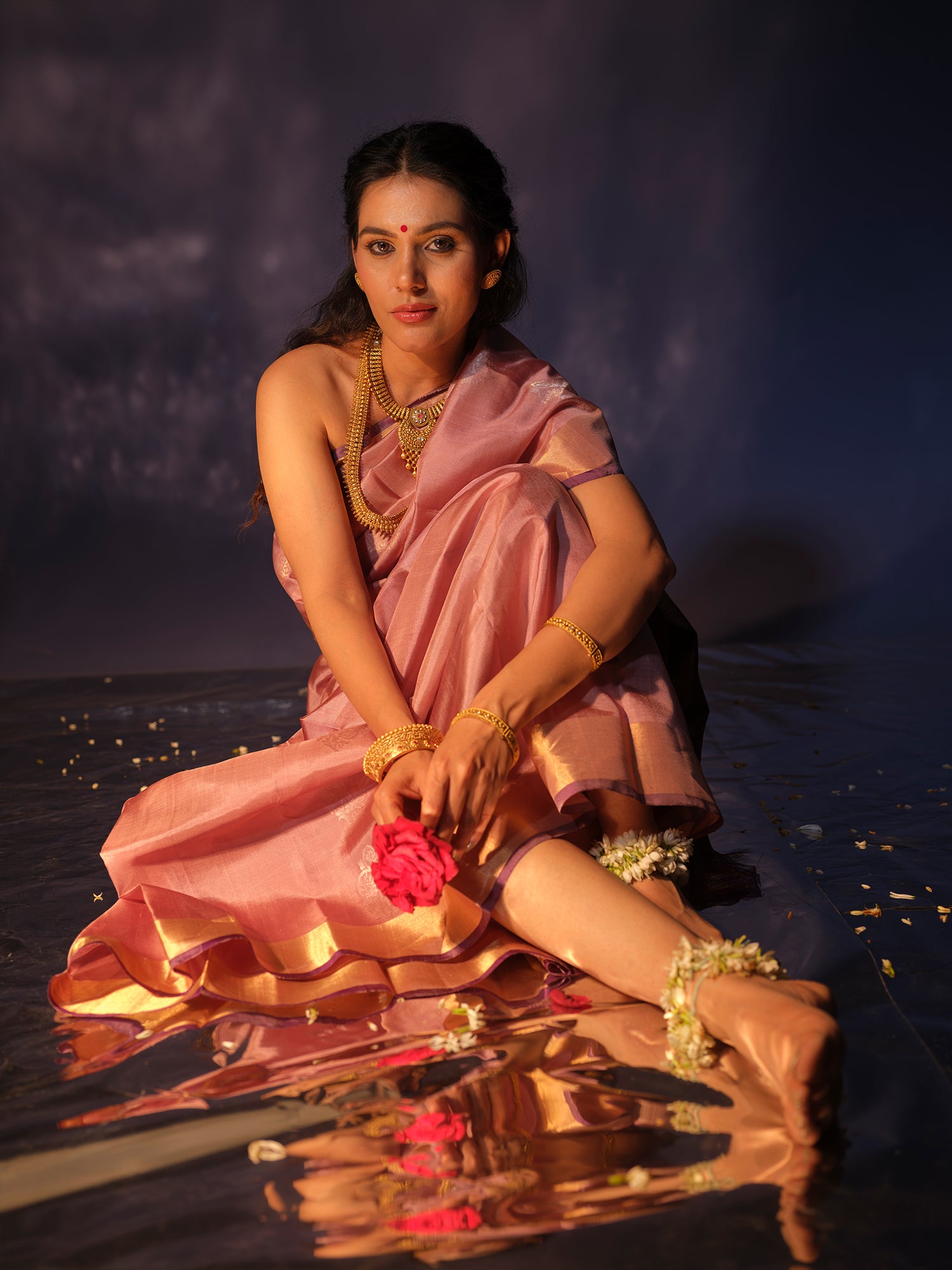 Vamika - Lavender Pattu Silk Saree with Deep Purple Pallu