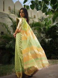 Green Handloom Maheshwari Saree