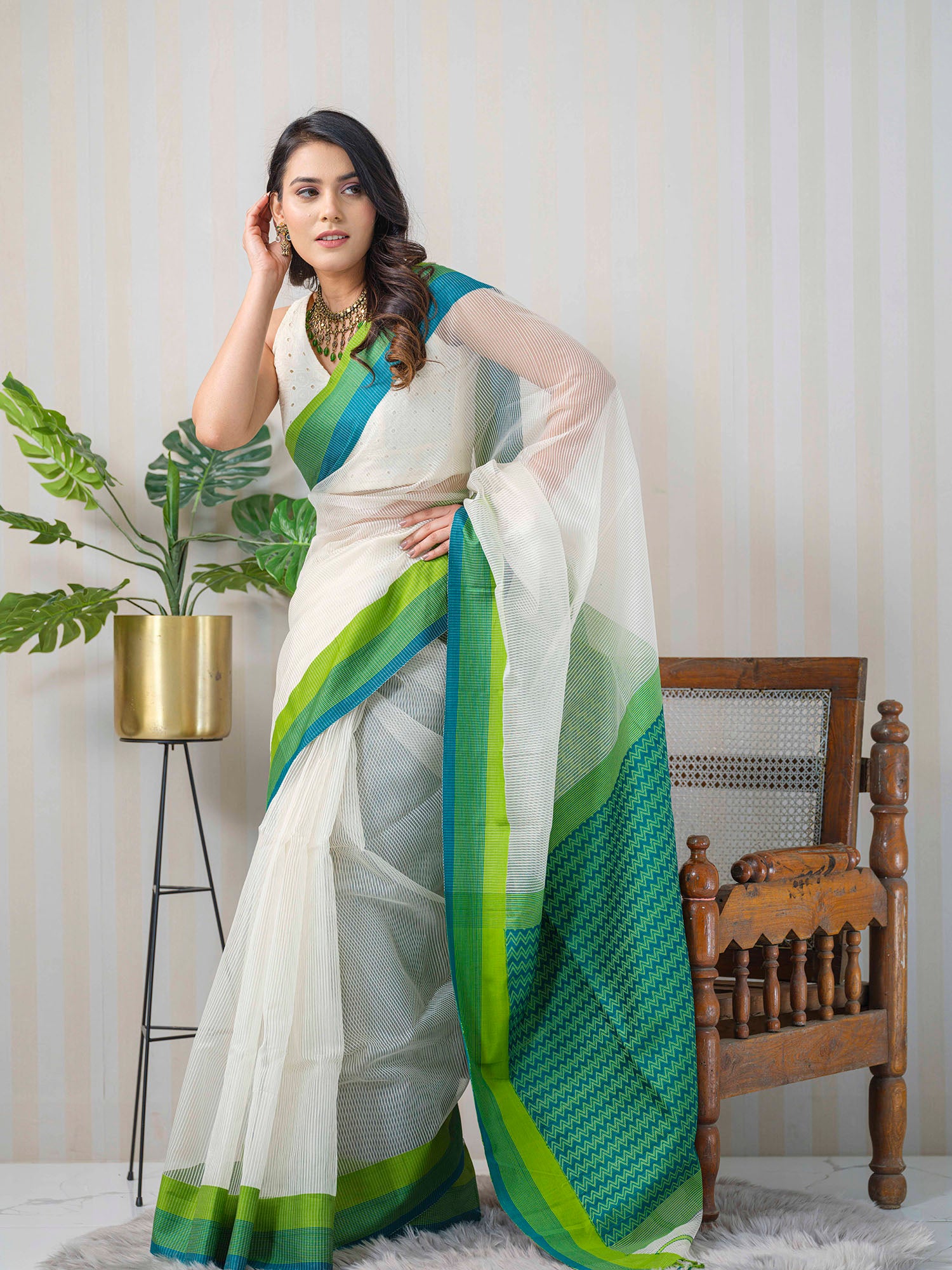 Maheshwari Linen Silk saree