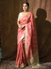 Tussar silk Maheshwari saree with Patola print