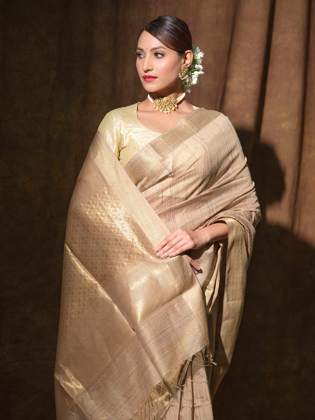 Pure Tussar Silk Maheshwari Saree