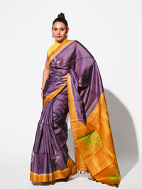 Morning Haze - Lavender Tussar Kantha Shibori Handloom Saree
