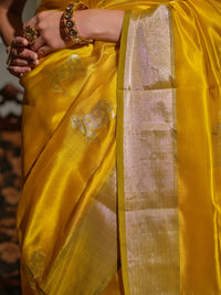 Nandini - Marigold Yellow Chanderi Pattu Silk Handloom Saree