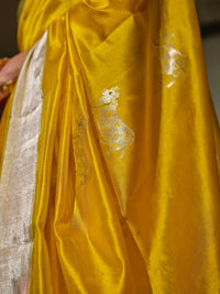 Nandini - Marigold Yellow Chanderi Pattu Silk Handloom Saree