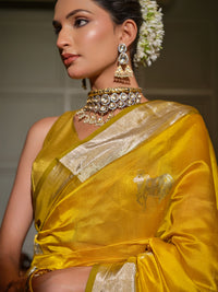 Nandini - Marigold Yellow Chanderi Pattu Silk Handloom Saree