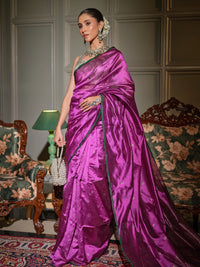 Manika - Regal Magenta Chanderi Pattu Silk Handloom Saree
