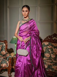 Manika - Regal Magenta Chanderi Pattu Silk Handloom Saree
