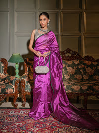 Manika - Regal Magenta Chanderi Pattu Silk Handloom Saree