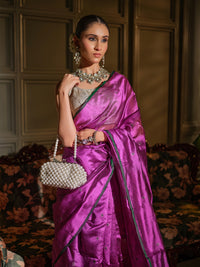 Manika - Regal Magenta Chanderi Pattu Silk Handloom Saree