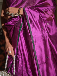 Manika - Regal Magenta Chanderi Pattu Silk Handloom Saree