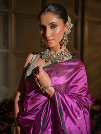 Manika - Regal Magenta Chanderi Pattu Silk Handloom Saree