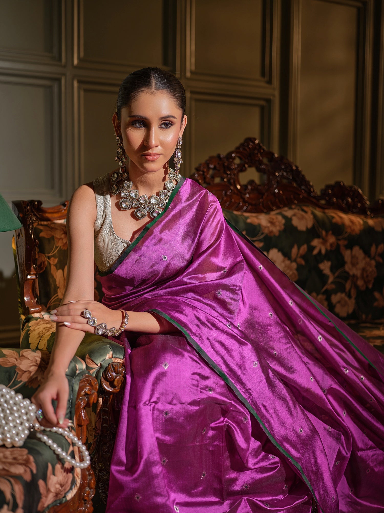 Manika - Regal Magenta Chanderi Pattu Silk Handloom Saree