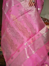 Madhavi - Lotus Pink Chanderi Katan Silk Handloom Saree