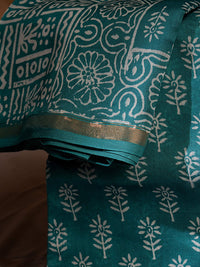 Sea green Maheshwari Dabu print saree