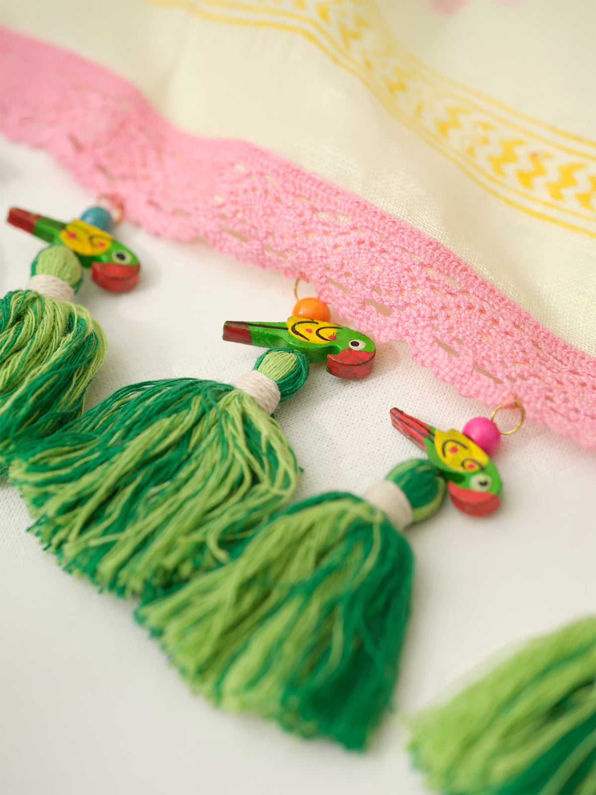 Pink Lemonade | Premium Pure Linen Handloom Saree with Floral Block Prints with Sage Green Blouse Piece