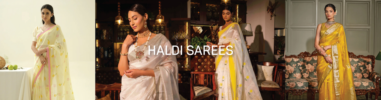 Yellow haldi ceremony sarees