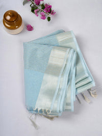 Sky Blue Maheshwari Tissue Cotton Silk everyday wear Saree