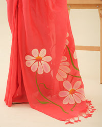 Mangalgiri silk pattu by cotton fabric texture of the Champa Blush saree