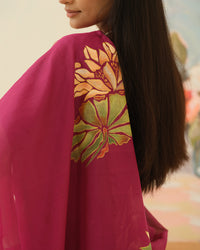 Pink Lotus floral saree styled for festive occasions and celebrations