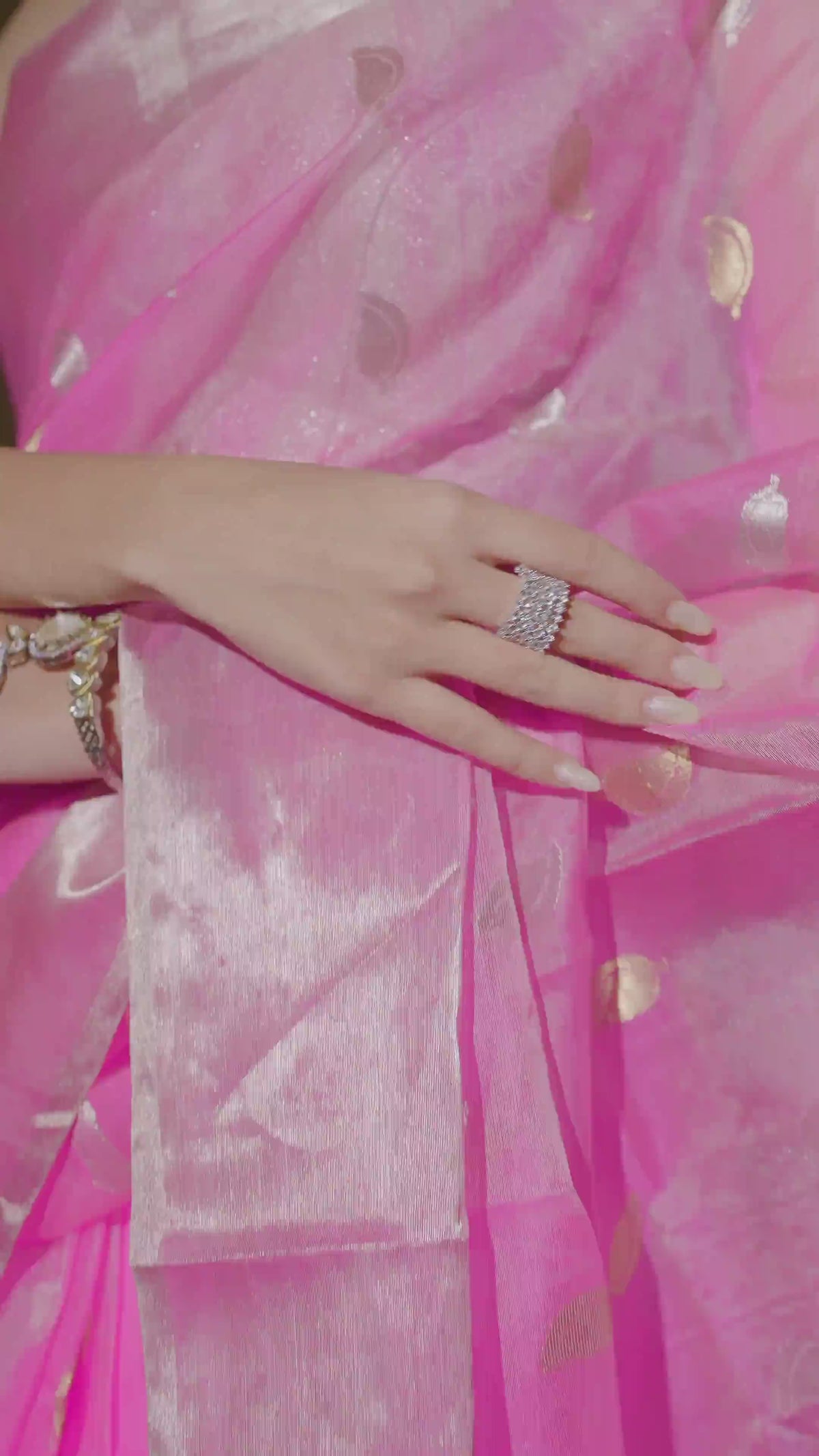 Madhavi - Lotus Pink Chanderi Katan Silk Handloom Saree