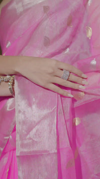 Madhavi - Lotus Pink Chanderi Katan Silk Handloom Saree