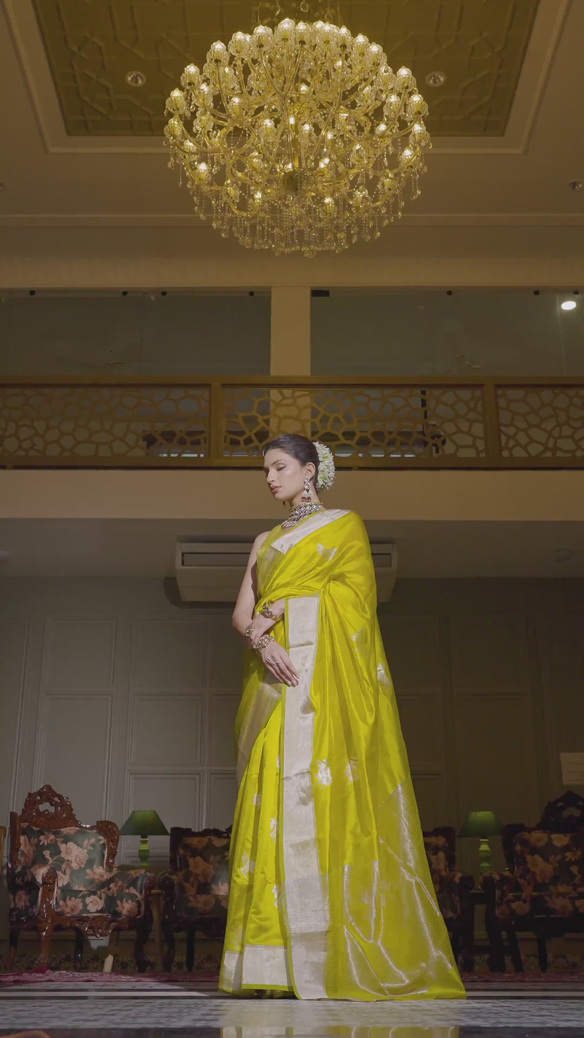 Nandini - Marigold Yellow Chanderi Pattu Silk Handloom Saree