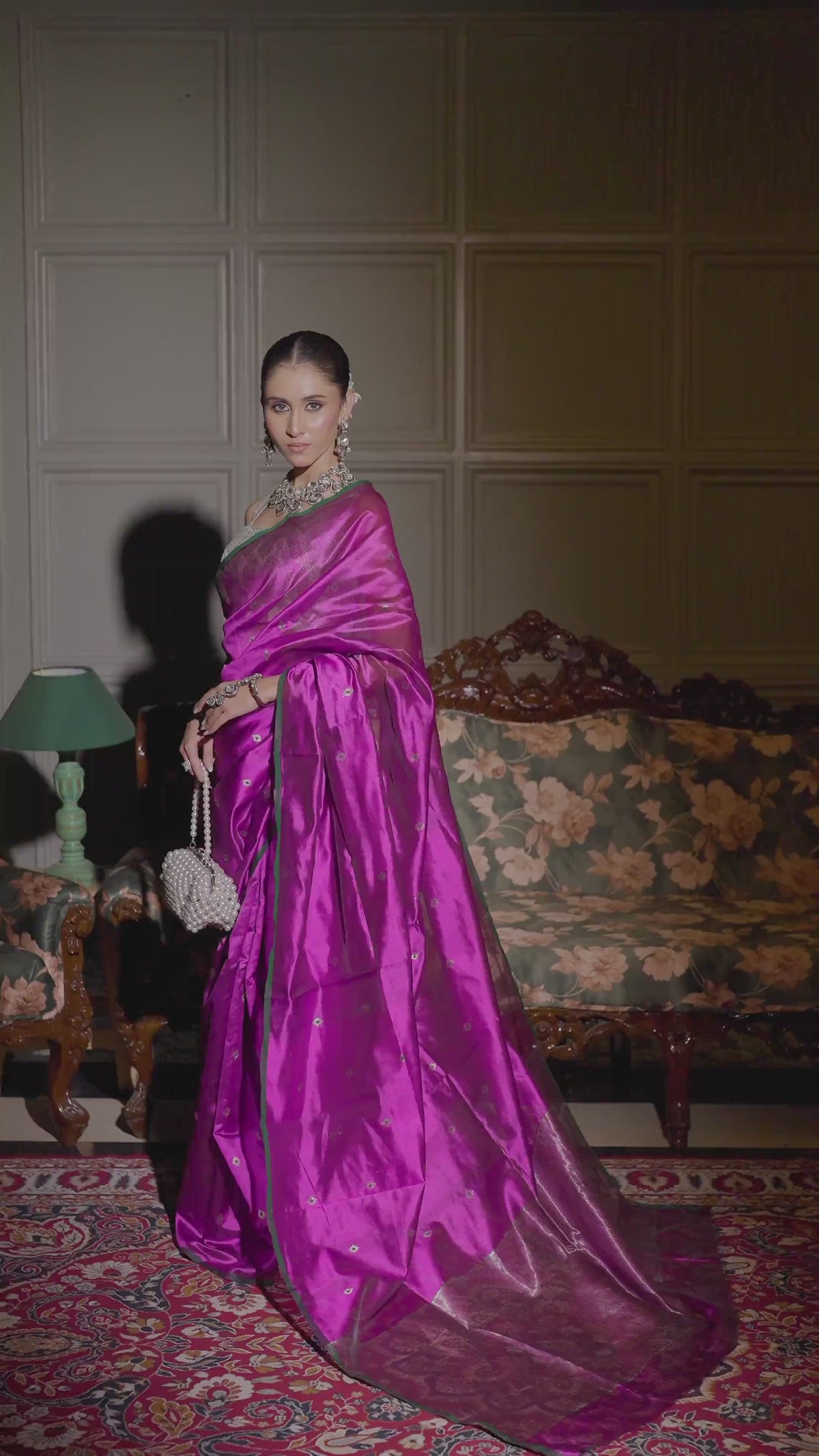 Manika - Regal Magenta Chanderi Pattu Silk Handloom Saree