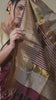 Wine-colored Maheshwari cotton silk formal wear saree with resham.