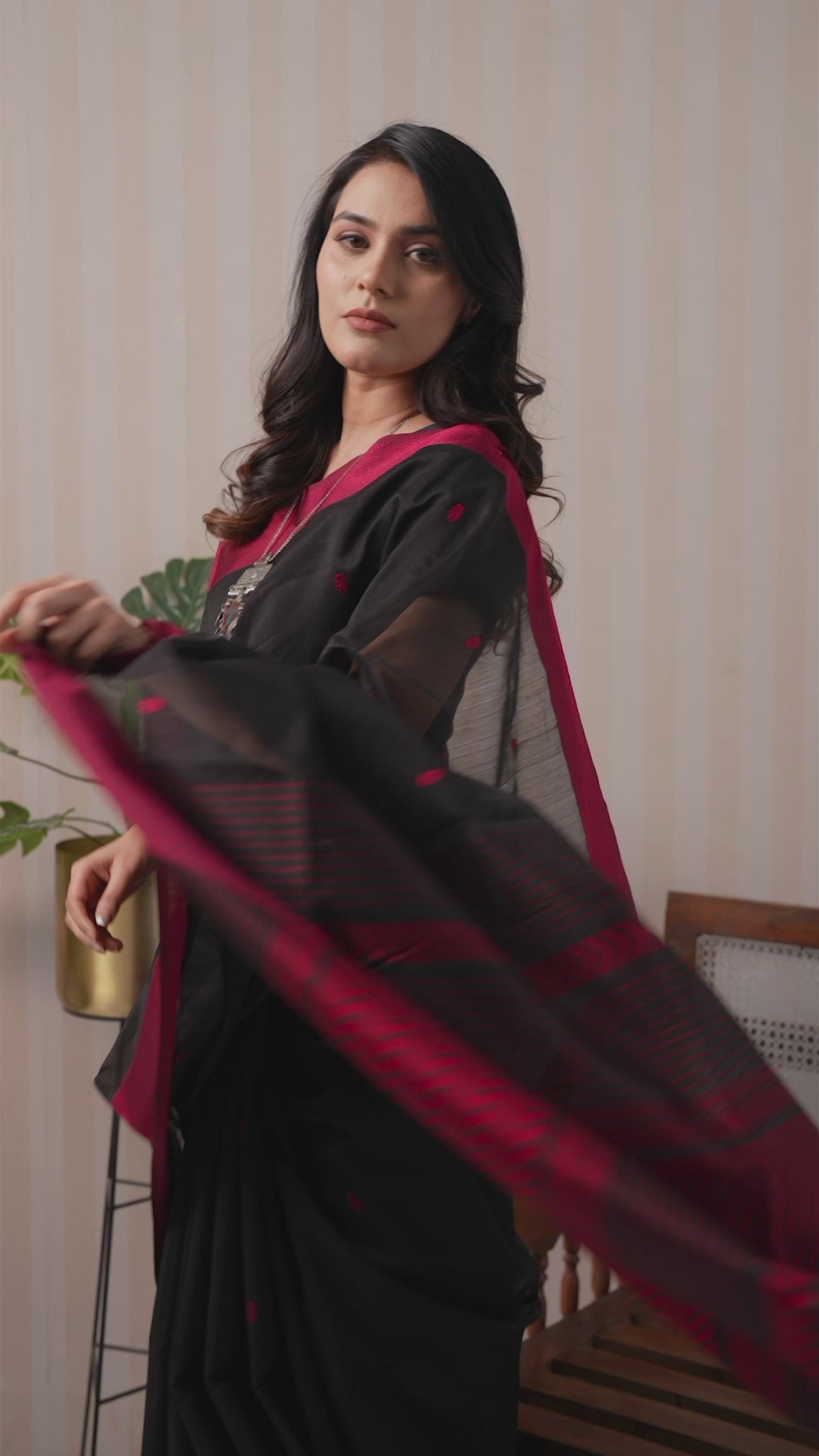 Black office wear cotton saree 