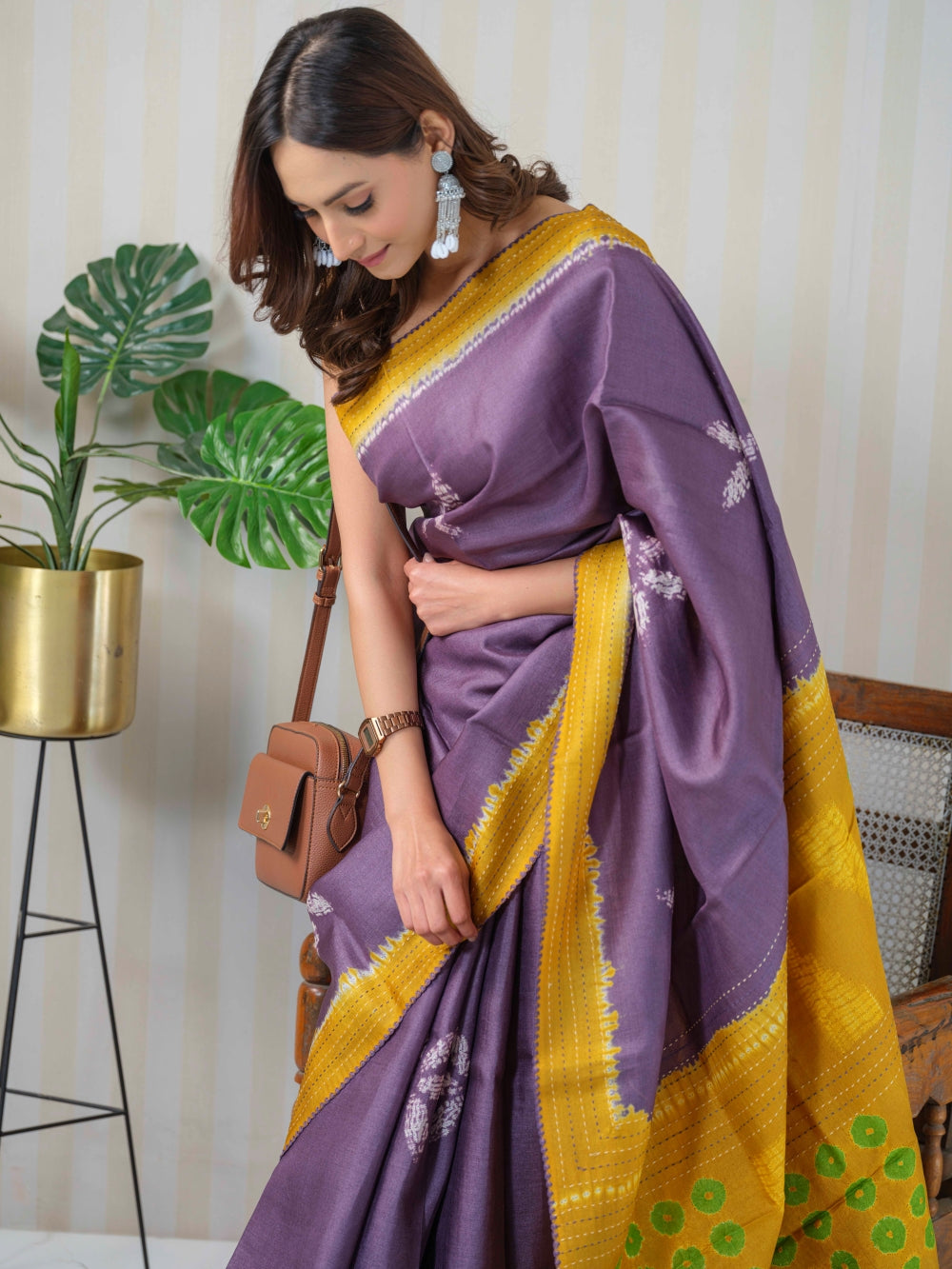 Timeless Elegance and Sustainable fashion - A pure shibori tussar silk maheshwari saree by Mrida